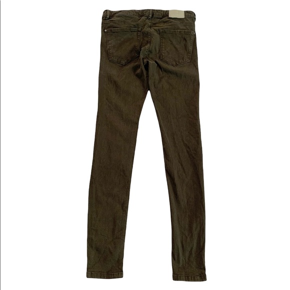 Zara Trafaluc Denim Makers Olive Green Long Pants Size 28 - Picture 4 of 17